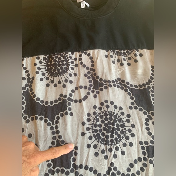 Clu Contrast Panels Asymmetric Floral Midi Dress black & white Dress - Size 1X - Picture 10 of 13